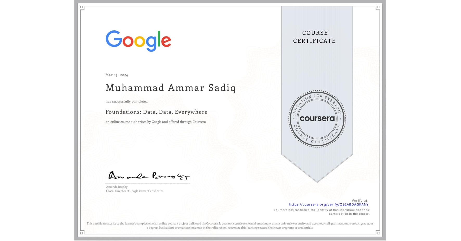 Foundations: Data, Data, Everywhere badge