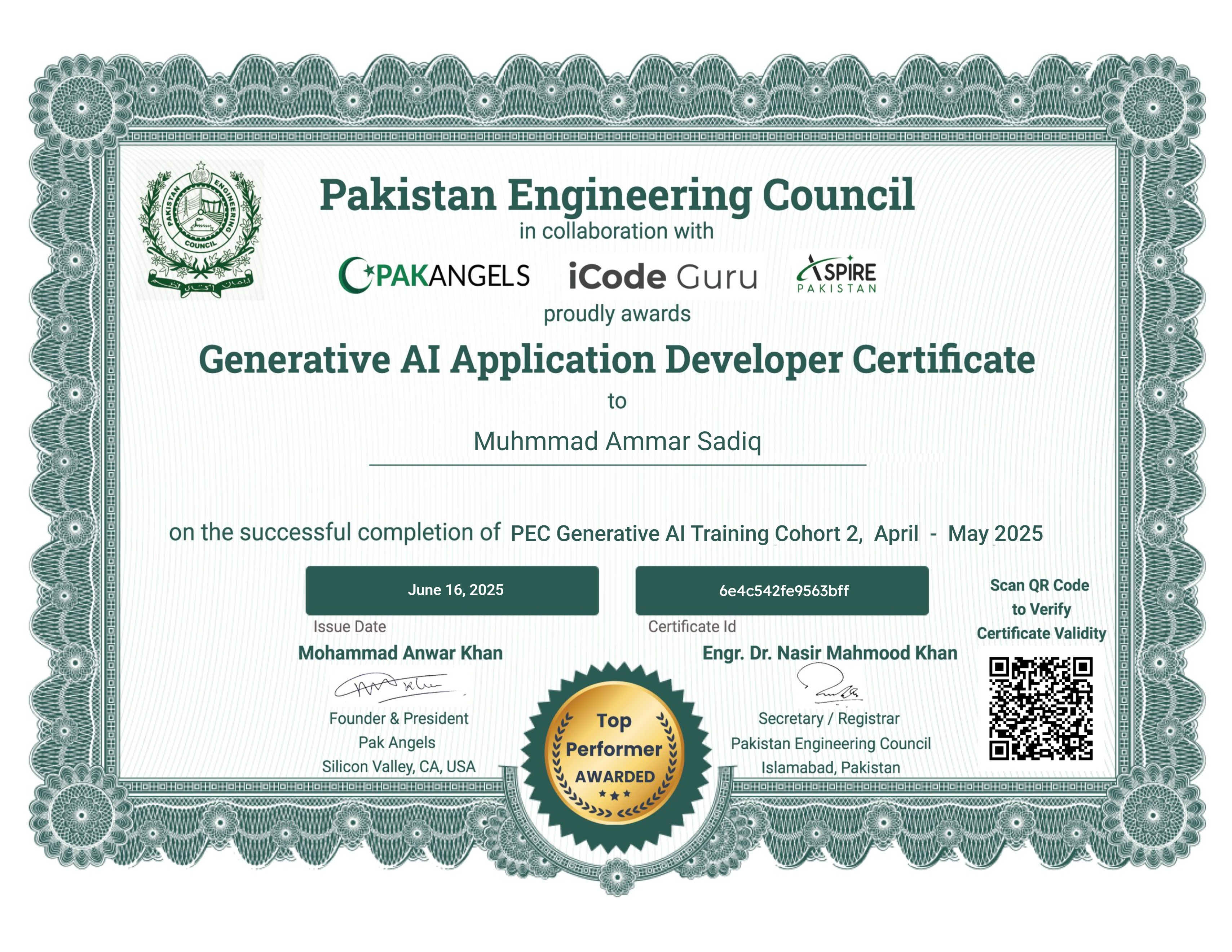 PEC Generative AI Training (Cohort-2) badge