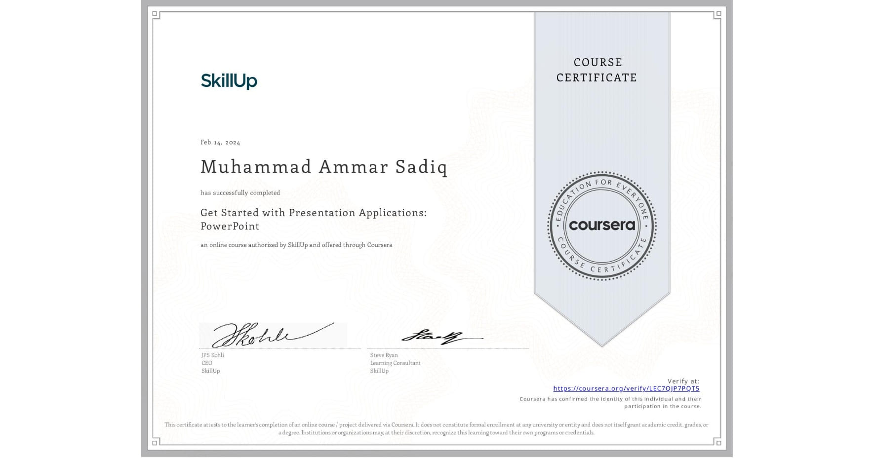 Get Started with Presentation Applications: PowerPoint badge